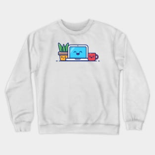 Cute Workspace Dekstop Crewneck Sweatshirt